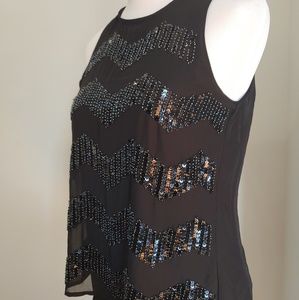 H&M Beaded Black Sequin Sparkle Blouse